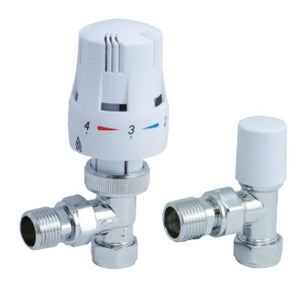 Thermostatic Radiator Valve -Contract Angled Chrome/White TRV Set