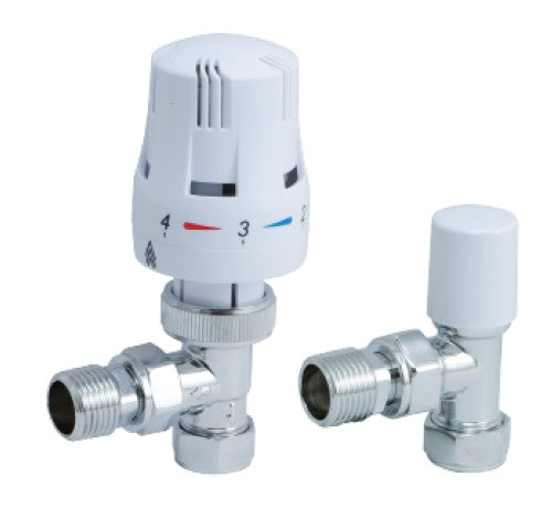 Thermostatic Radiator Valve -Contract Angled Chrome/White TRV Set