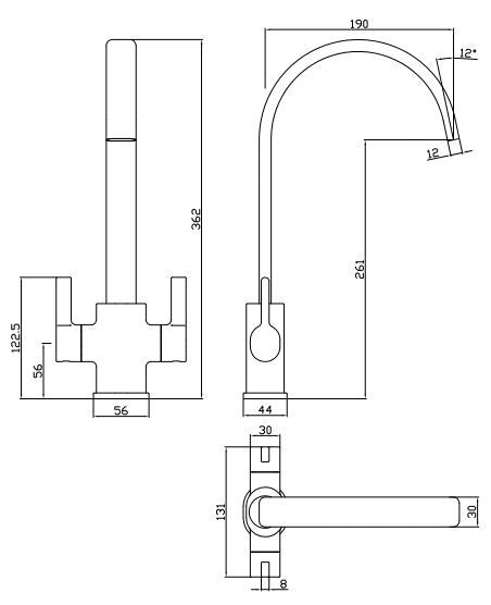 LUSS TWIN CRUCIFORM KITCHEN SINK MIXER