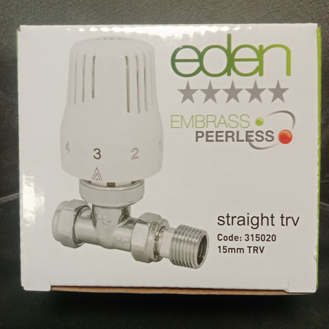 Eden Embrass Peerless Thermostatic Radiator Valve Straight TRV 15MM 315020