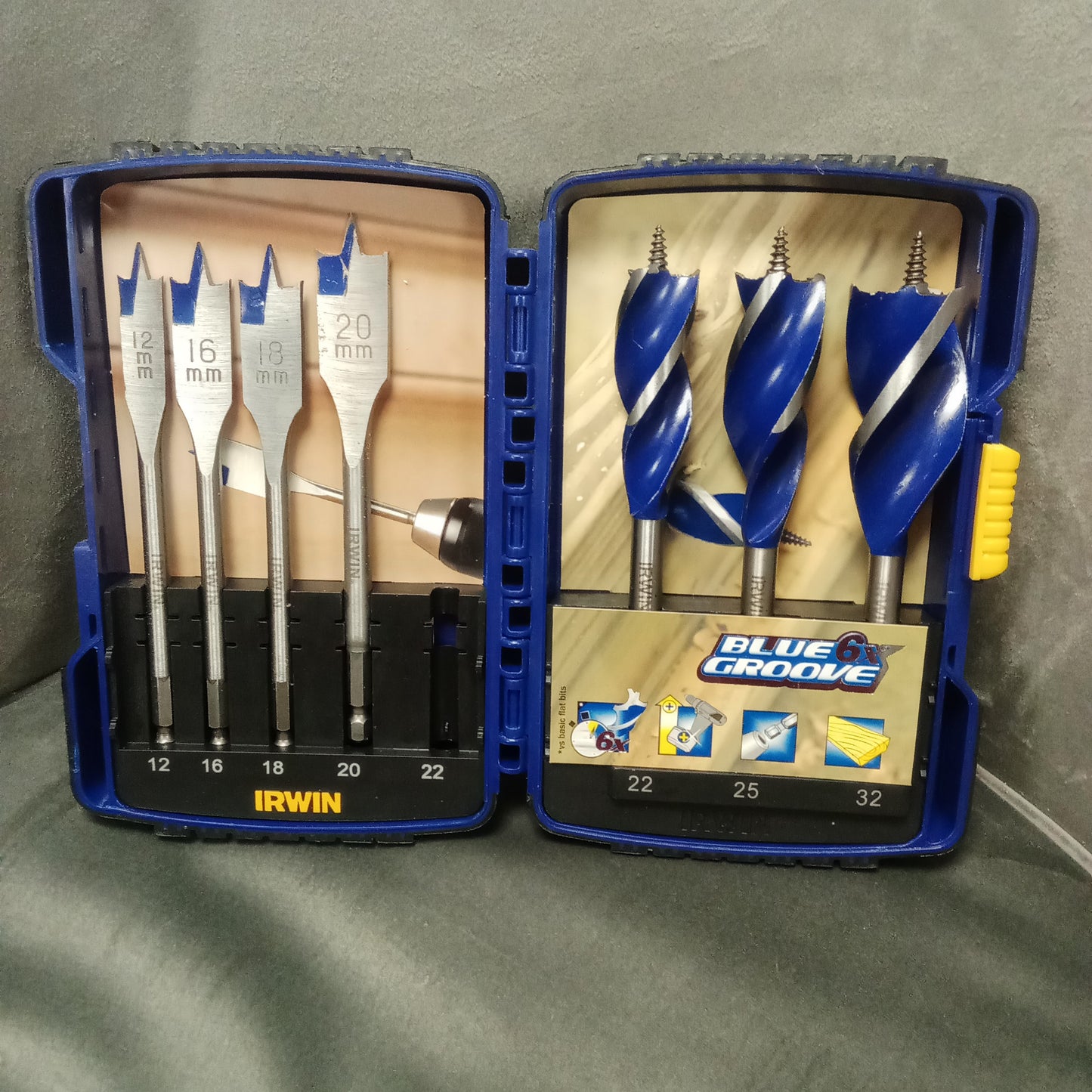 Blue Groove Auger & Flat Drill Bit Set,BRAND NEW FREE P&P UK