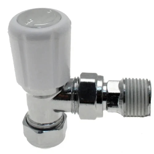 Angle radiator valve 15mm - with 1/2