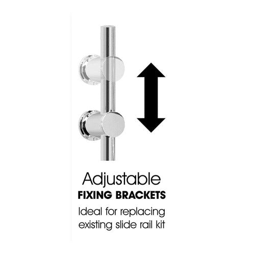 Riser Rail Chrome Shower With Push Button with Adjustable Fixing Bracket