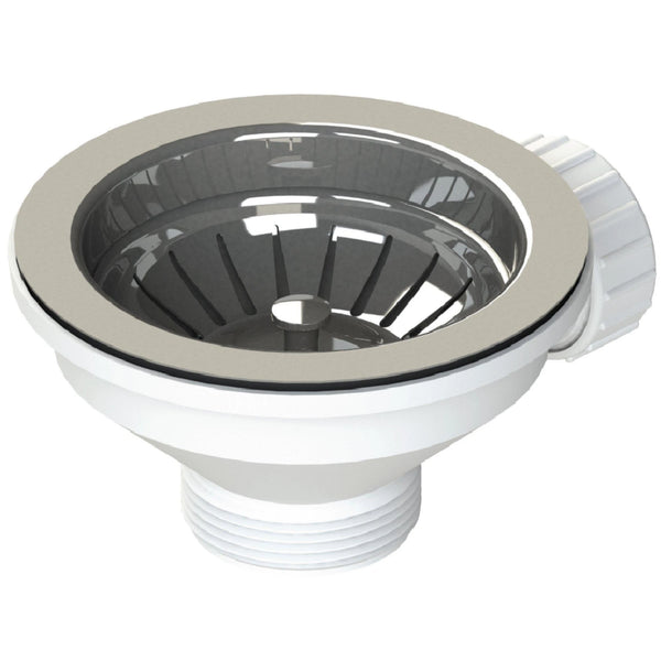 Abode Stria 90mm Basket Strainer Waste | Polished Stainless Steel (Without Overflow)