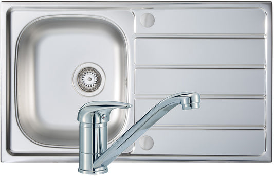 Prima 1B 800x500mm St/Steel Sink & Single Lever Tap Pack