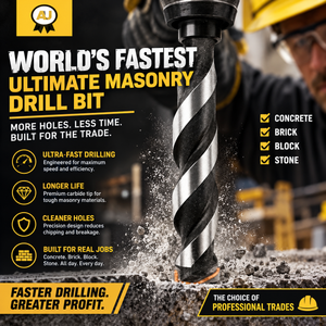Drill Bit Ultimate Masonry Drill Bit- World Fastest- Grooved Carbide Tip 10mm x 120mm