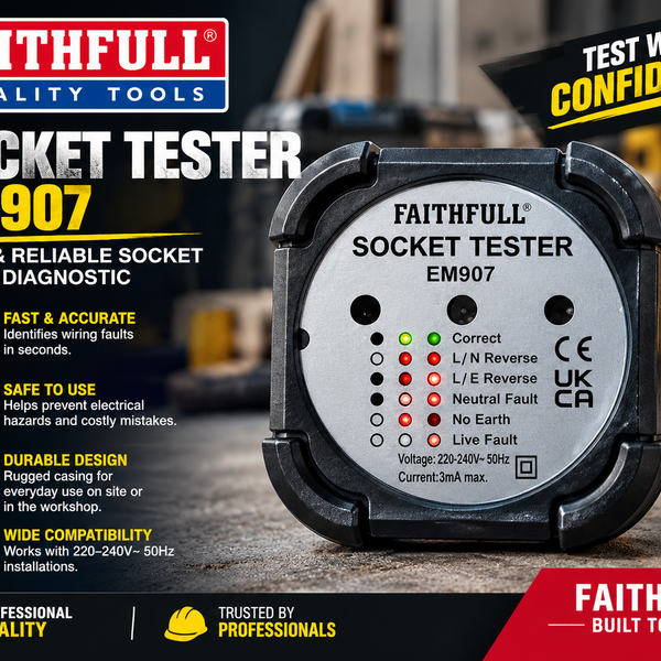 Electrical Socket Tester for UK Plug Sockets – Instant Polarity & Earth Leakage Detector with Visual Fault Alert – Essential Home Safety Tool for Wiring Inspections