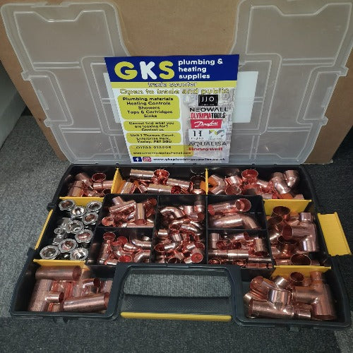 Plumbers Essential Fittings Box 128 pieces Endfeed Copper Kit
