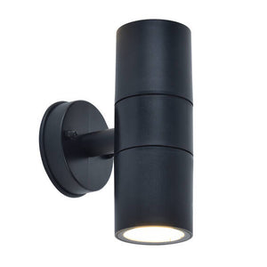 LUTEC Coastal GU10 LED Up & Down Wall Light Black - IP44