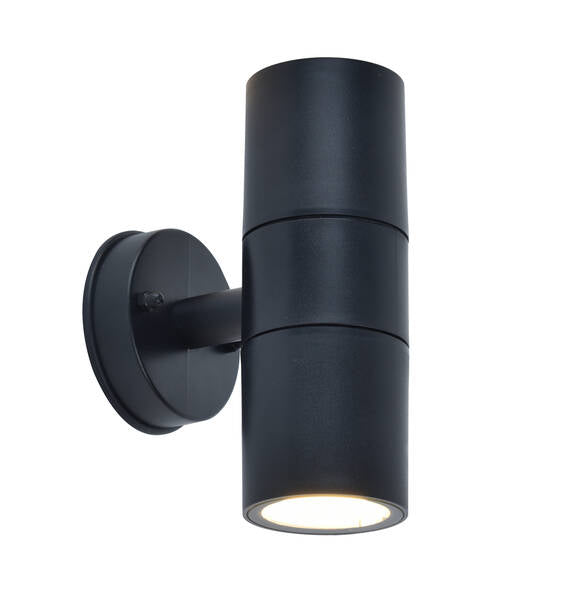 LUTEC Coastal GU10 LED Up & Down Wall Light Black - IP44
