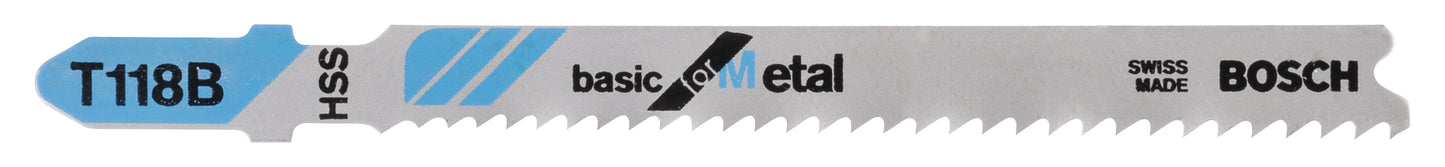 Bosch Accessories 5x Jigsaw Blade T118B Basic for Metal (for Steel sheets, Accessories Jigsaw)