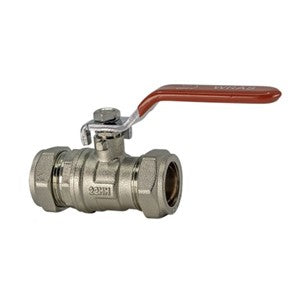 Lever Ball Valve - Red Handle - 15mm (WRAS)