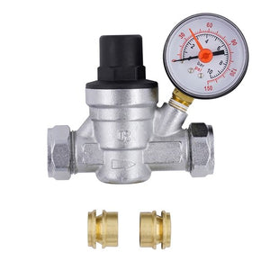 Brass Pressure Reducing Valve 15mm & 22mm with Pressure Gauge (1–6 Bar)