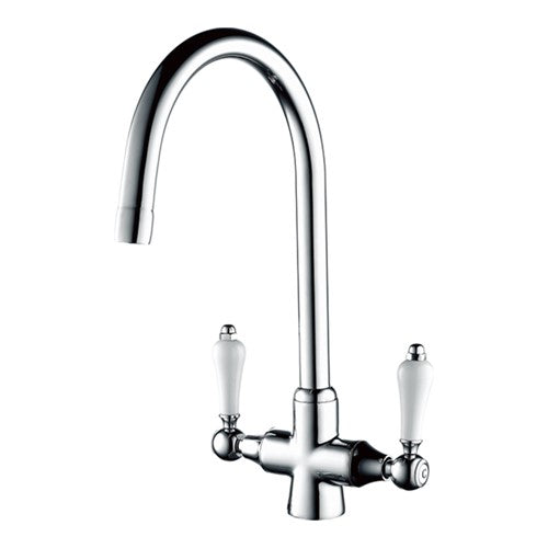 Traditional Kitchen Sink Mixer Tap - Chrome- FREE UK P&P