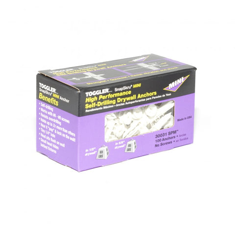 SelfDrill Plasterboard Fixings – SnapSkru Mini x 1 Box (100's) NO SCREWS