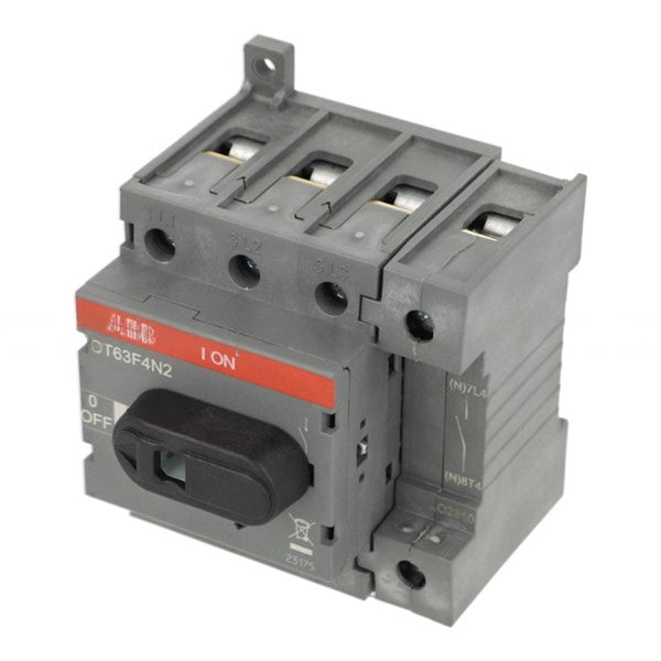 ABB - OT63F4N2 SWITCH DISCONNECTOR, 4 POLE, FRONT OPERATED, BASE MOUNTED, 63A, HANDLE AND SHAFT NOT INCLUDED