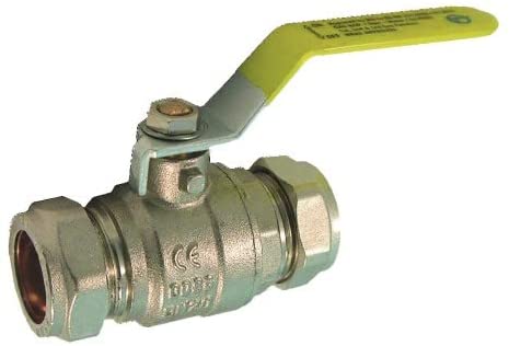15mm Gas Lever Ball Valve Yellow Handle