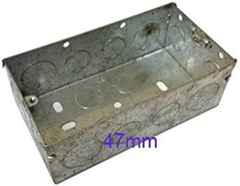 Metal Wall Pattress Back Box Double 2 Gang 47mm Steel Metal