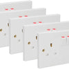 5 pcs x Axiom 13Amp Double Twin Switched Socket 2 Gang White Square Edge Electrical Mains Power Outlet