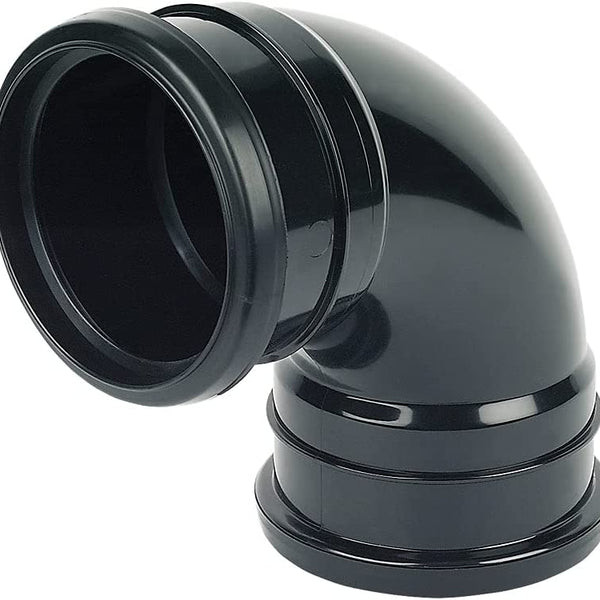 Floplast 110mm soil 92.5 degree double socket bend black SP561