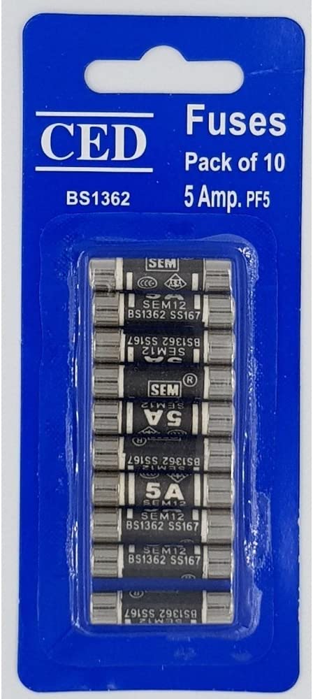 5 AMP Domestic 240V Household Mains Plug Fuse Electrical Cartridge Fuses 10 Pack