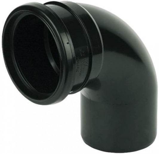 FloPlast SP161 Single Socket Bend 92.5o Black