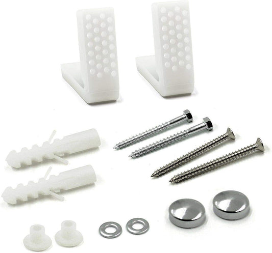 Angled Floor WC Toilet Pan/Bidet Fixing Kit Inc Brakets, Bolts, Screws & Chrome Caps