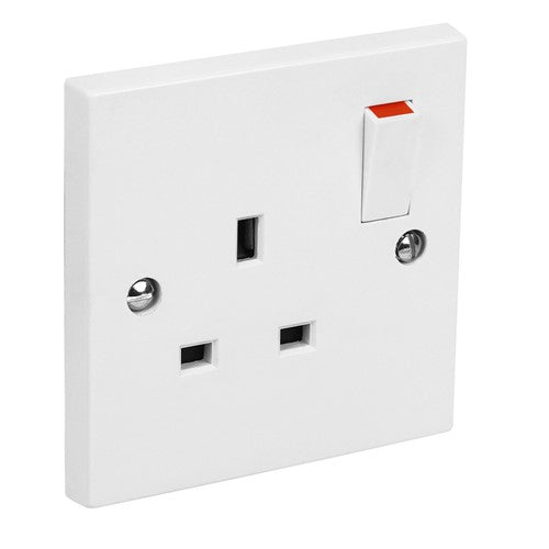 13amp White Moulded 1 Gang 13A SP Switched Socket 13A CED CEDSSK1