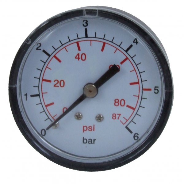 50mm 0-6Bar + Psi Back connection 1/4" BSP Gauge