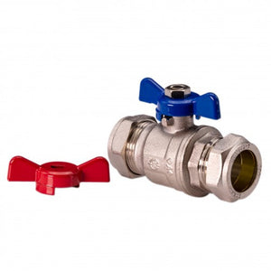 T-bar valve 22mm red and blue handles