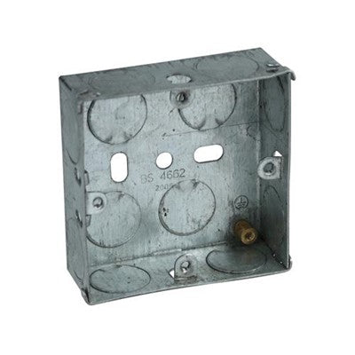 Single Metal Back Box 25mm Flush Wall Pattress / 1 Gang Electrical Sockets
