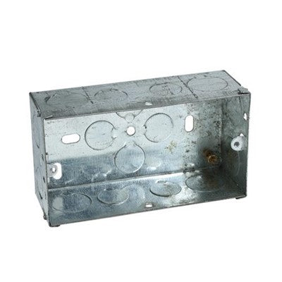 Metal Wall Pattress Back Box Double 2 Gang 35mm Steel Metal