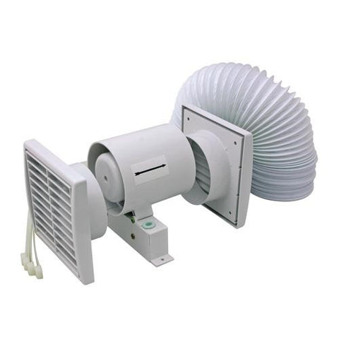 4" SHOWER FAN KIT WITH TIMER -White - In-line