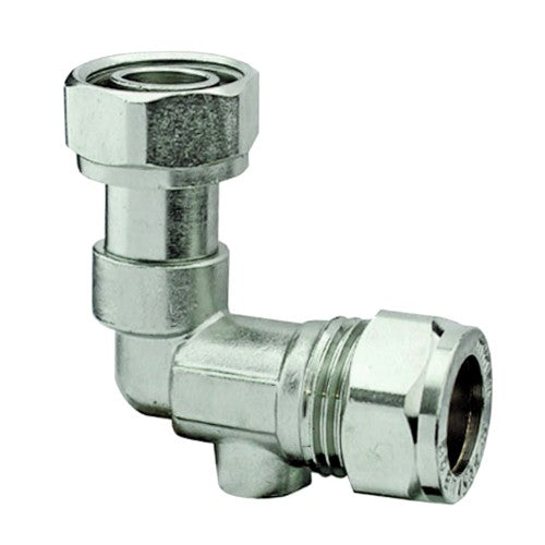 Chrome plated brass angle service valve 15mm x 1/2"