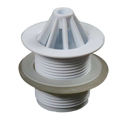 1¼" Plastic body urinal waste, unslotted, 60mm flange, plastic backnut