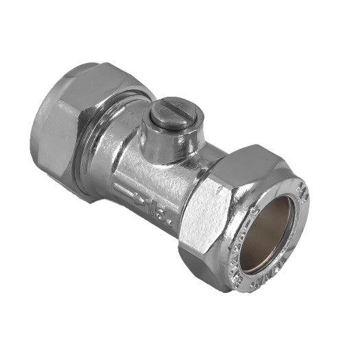 15mm Isolation Valve Chrome Plated 2's