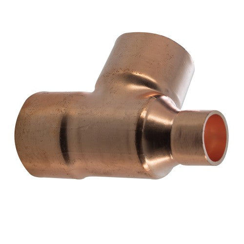 Copper Endfeed reduced tee 22x15x22mm