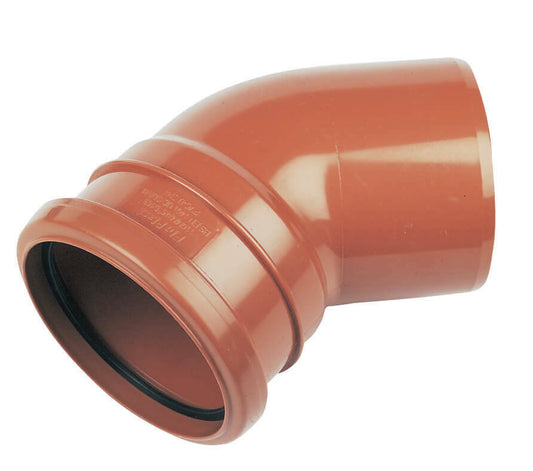 Floplast - D163 110mm Underground 45° Bend Single Socket In Brown - D163