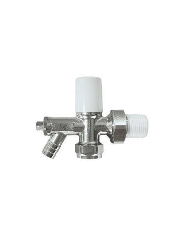 Angle radiator valve with draw off 10mm