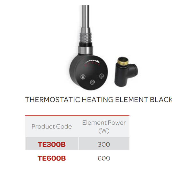 Thermostatic Heating Elements *Black, Chrome or Anthracite 300w